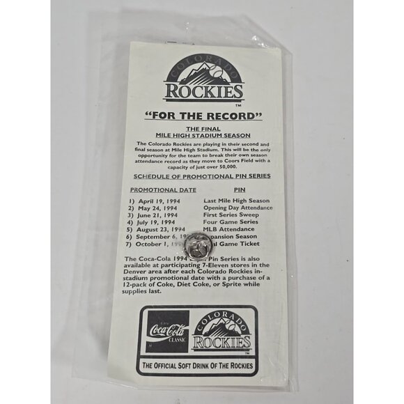 1994 Colorado Rockies Mile High Stadium Final Season Lapel Pin Series #1 - Picture 3 of 3